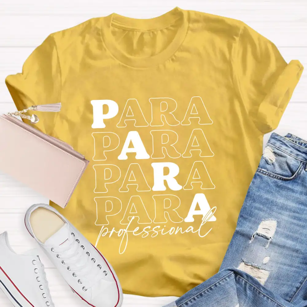 Para Profession Black Letters Teacher T-Shirt