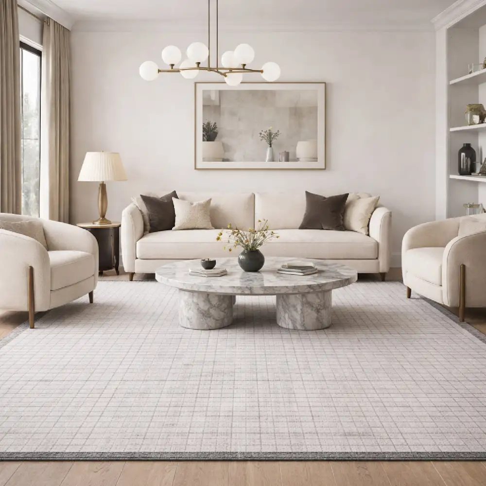 Hand-Loomed Square Pattern Carpet