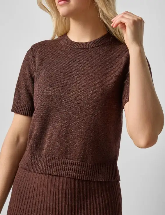 Short Sleeve Relaxed Knit Crew Neck Sweater