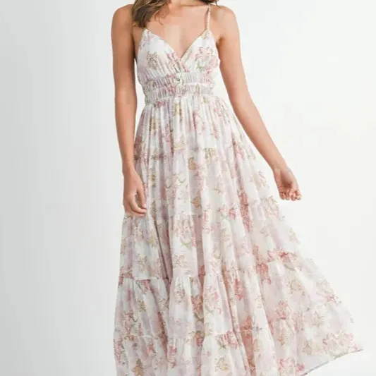 Floral Print Tiered Cami Maxi Dress