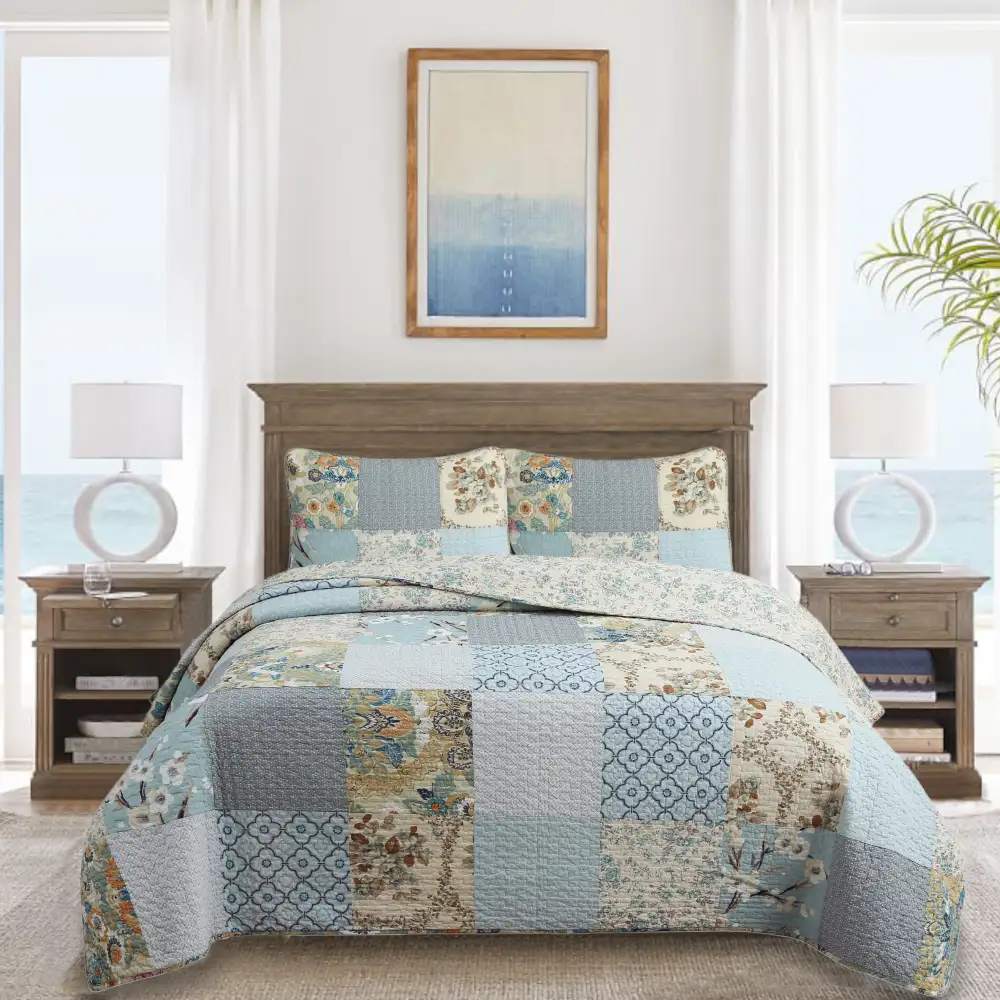 Cotton Floral Patchwork Quilt Bedding Set