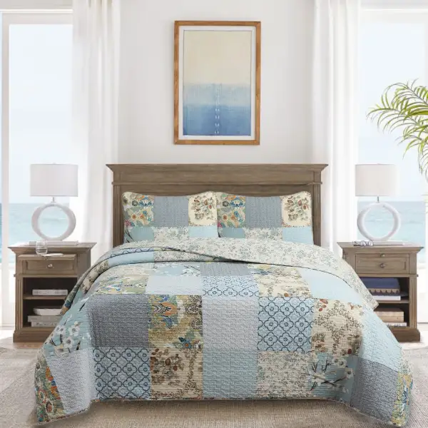 Cotton Floral Patchwork Quilt Bedding Set
