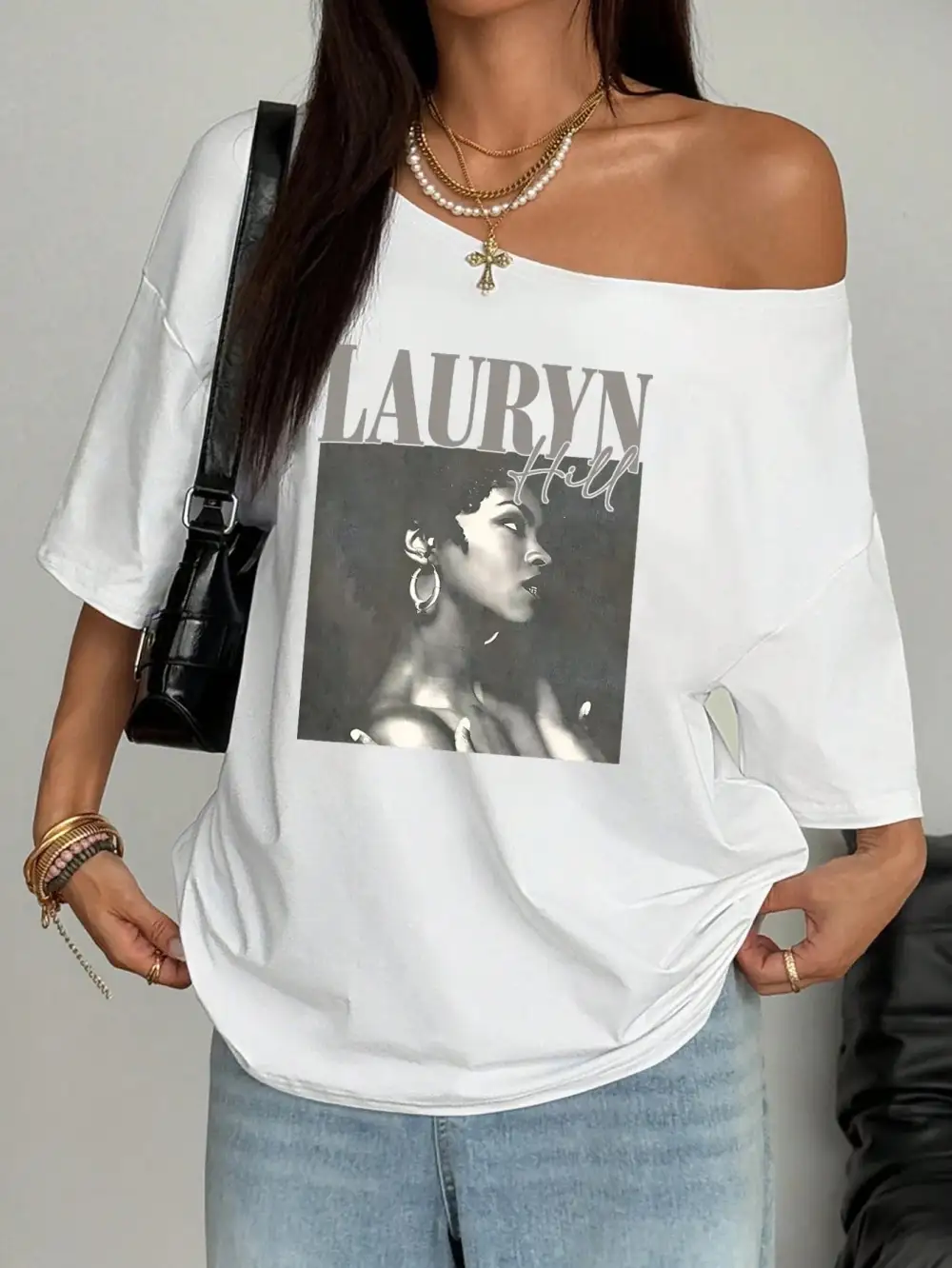 Women Asymmetrical Shoulder Relaxed Fit T-Shirt