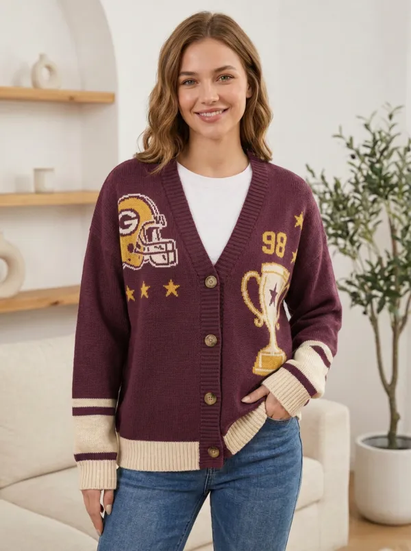 Women's Distinctive Gridiron Helmet Trophy Knit Cardigan
