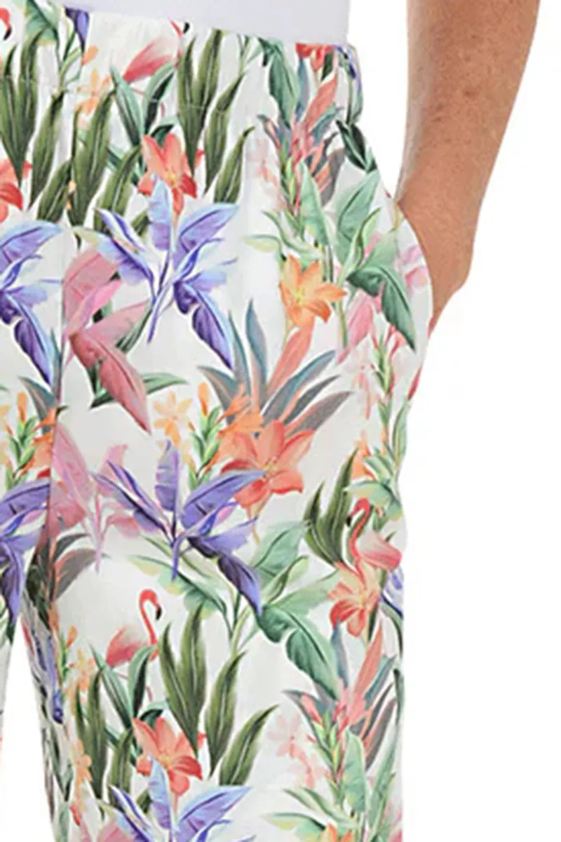 Flamingo Jungle Tulip Hem Capri