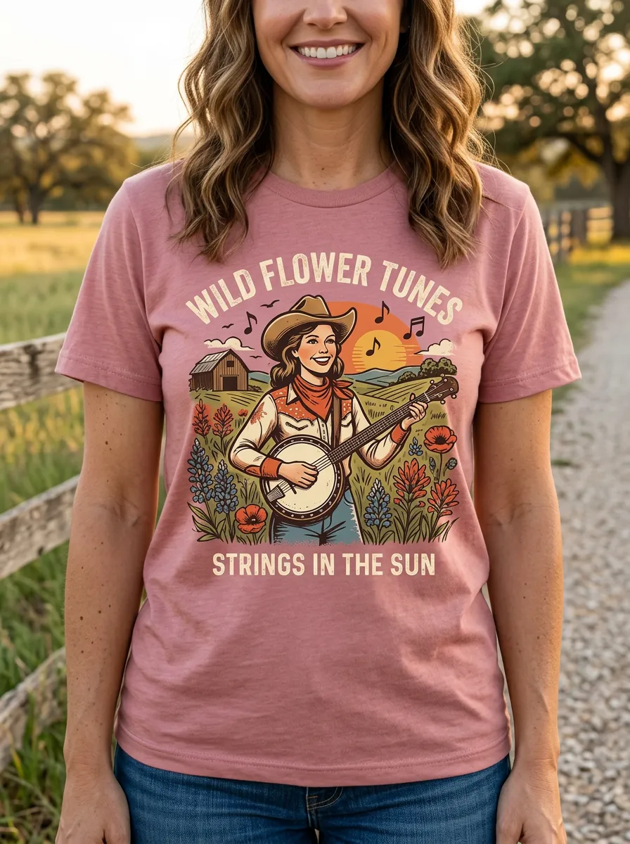 Wildflower Country Music Crewneck T-Shirt