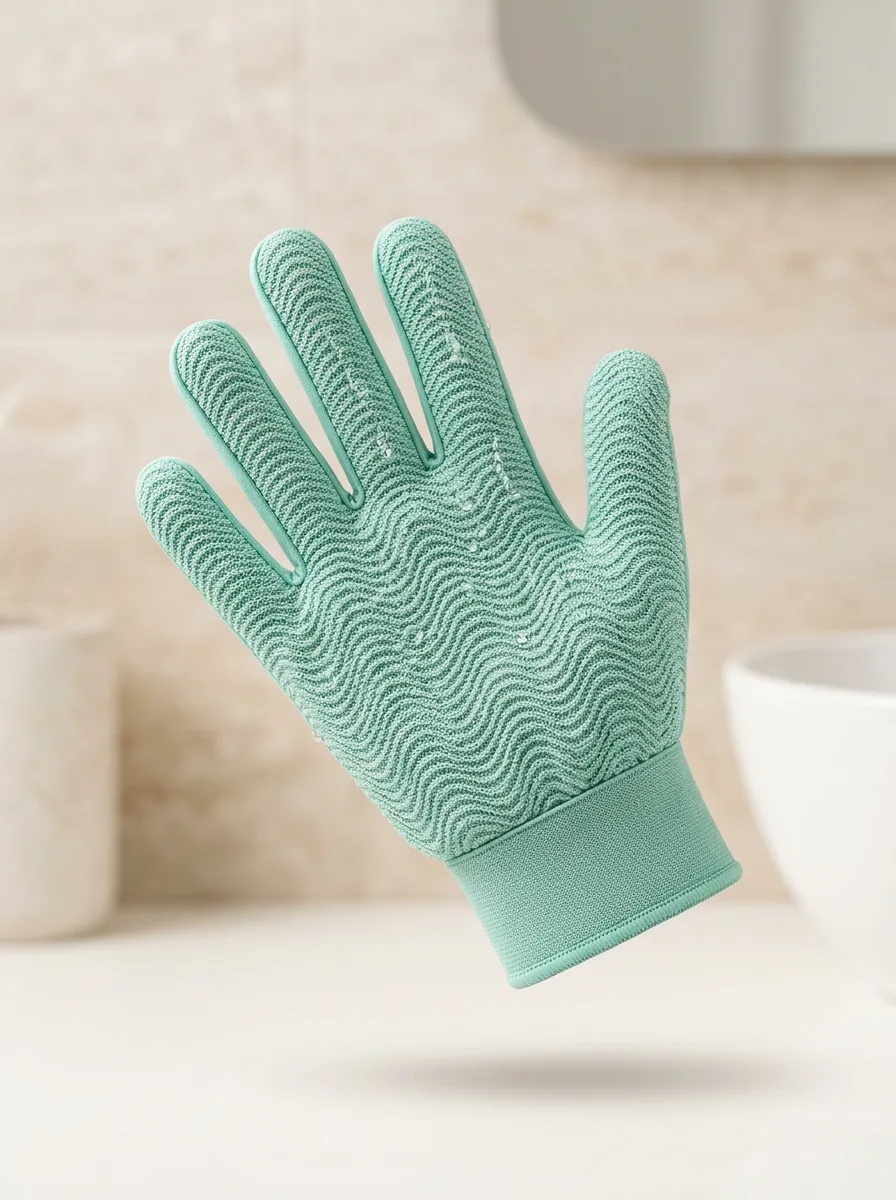 Wavy-Texture Bath Exfoliating Glove