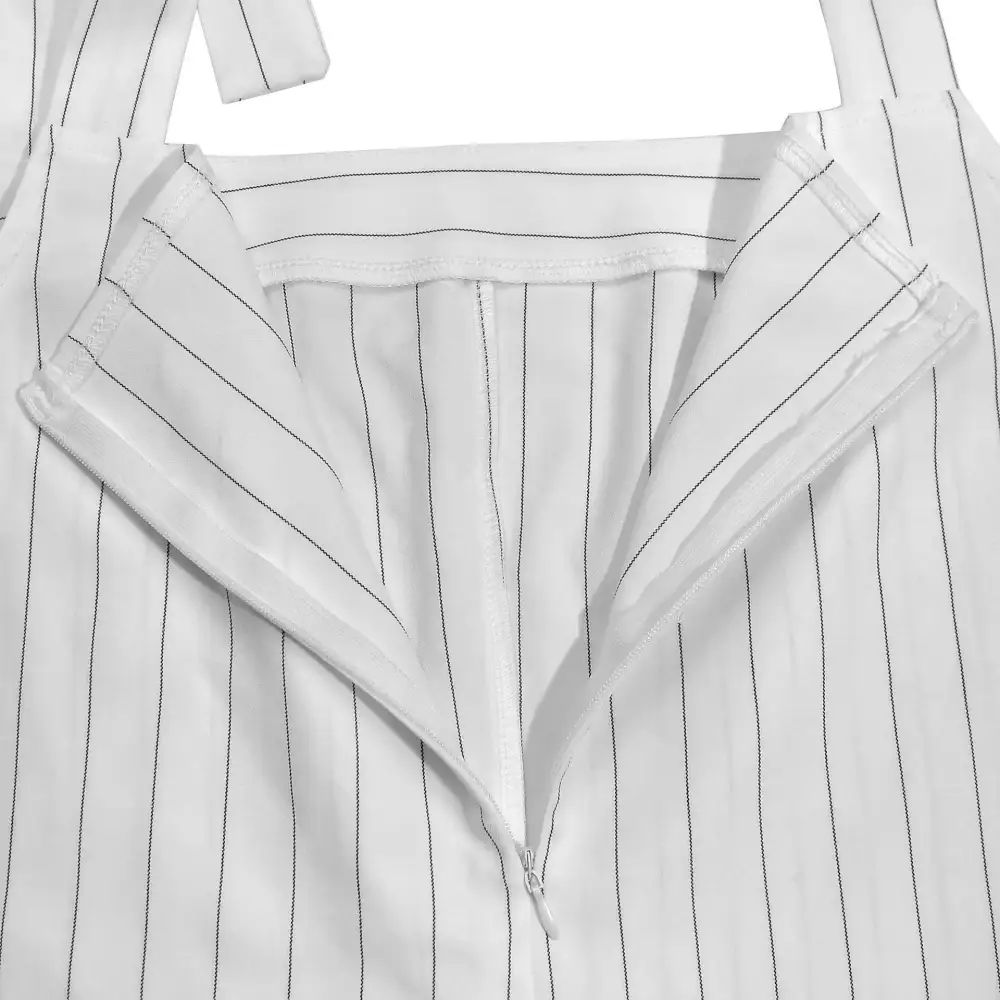 Striped Tie Shoulder Wide Leg Jumpsuit