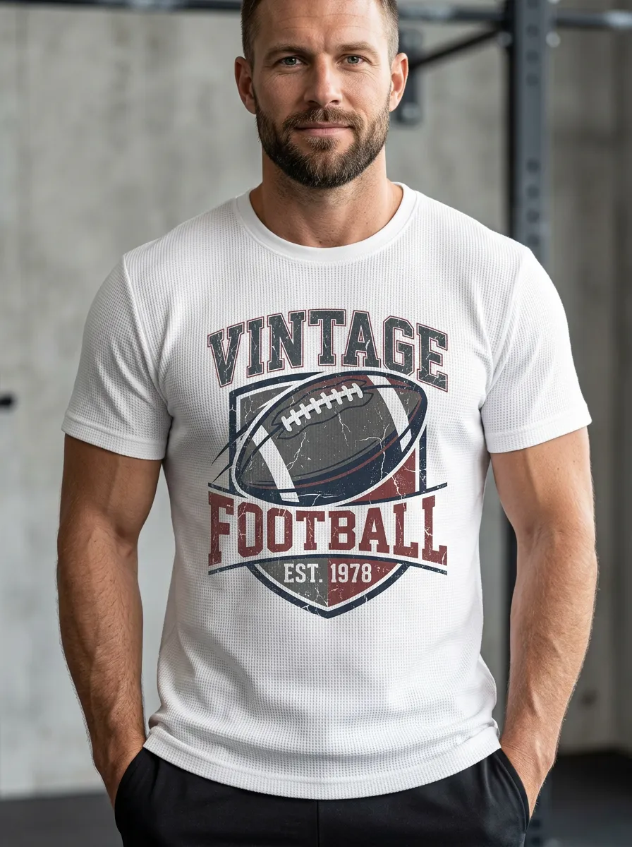 Men's Vintage Football 1978 Shield Graphic Printed T-Shirt