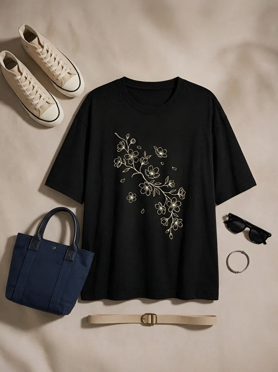 Unisex Nature Lover Cherry Blossom Floral Printed T-shirt