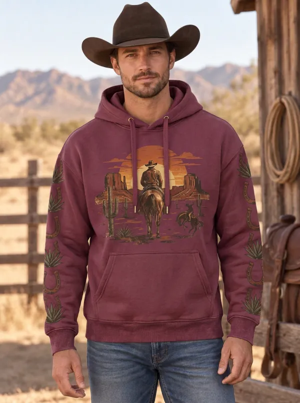 Prairie Sky Horseshoe Horse Desert Western Classic Men's Western Sweatshirt