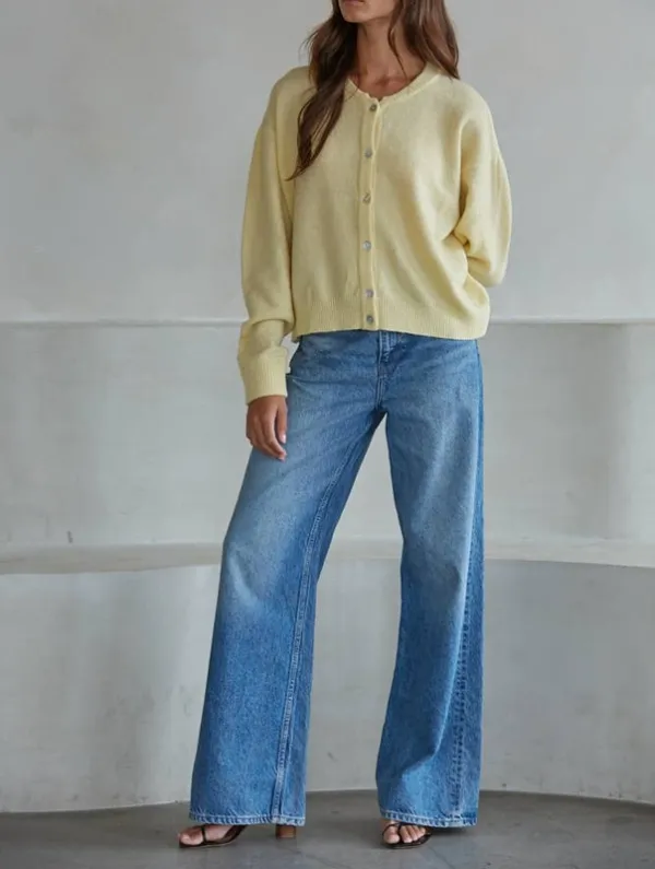 Yellow Knit Stretch Blend Relaxed Tee