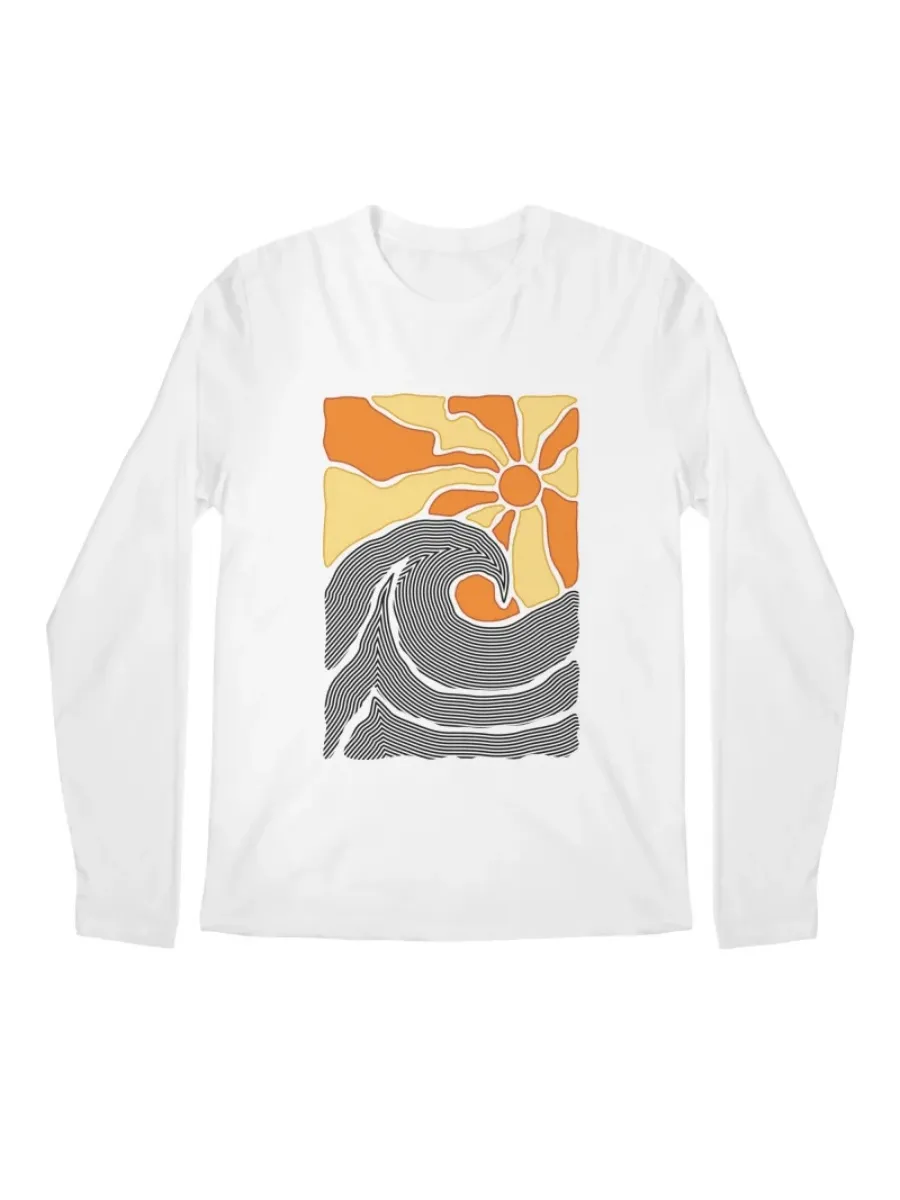 Retro Sun Wave Round Neck T-Shirt