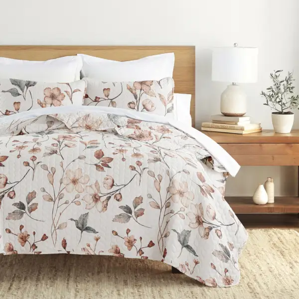 Floral Quilted Coverlet Set