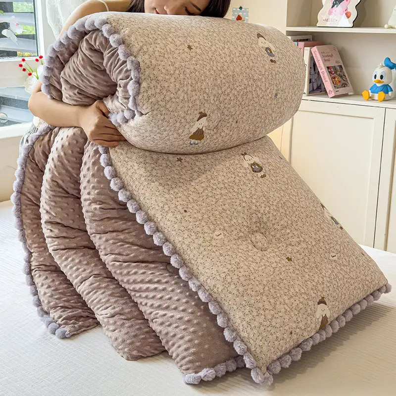 Velvet Mushroom Bear Pattern Comforter Quilt