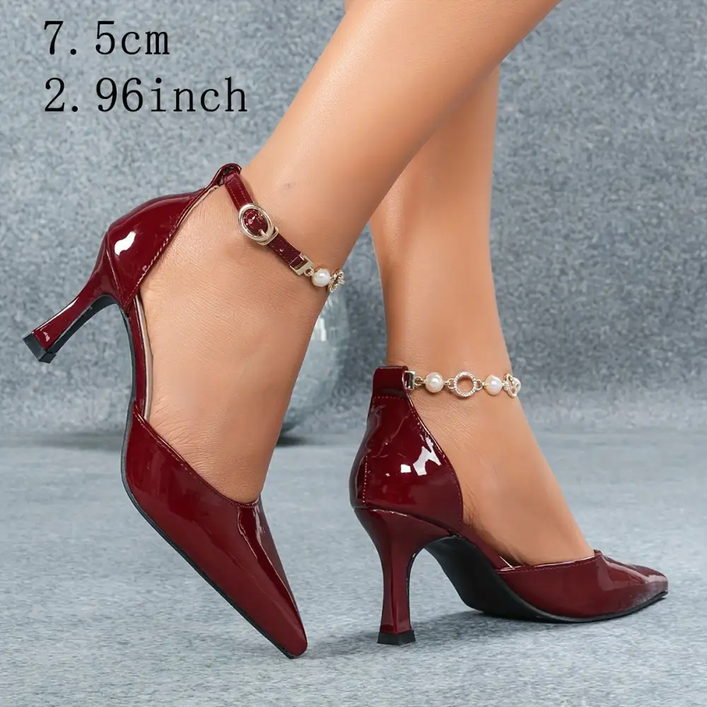 Polished Hollow Detail Pointed Toe Stiletto Heels