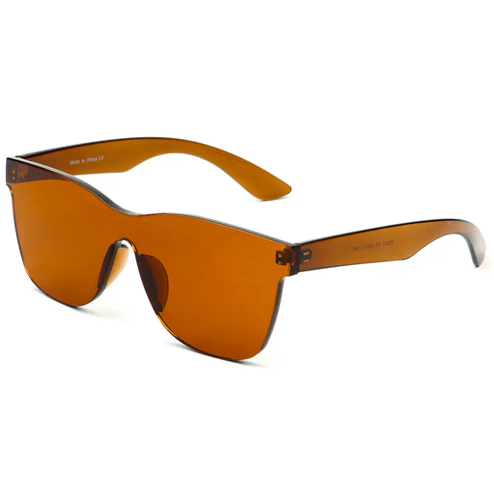 Scalloped Square Rimless Frame Sunglasses