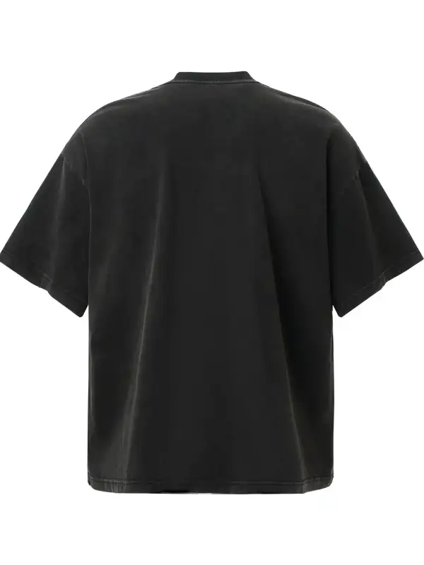Textured Graphic Washed Oversized Crew Neck Tee