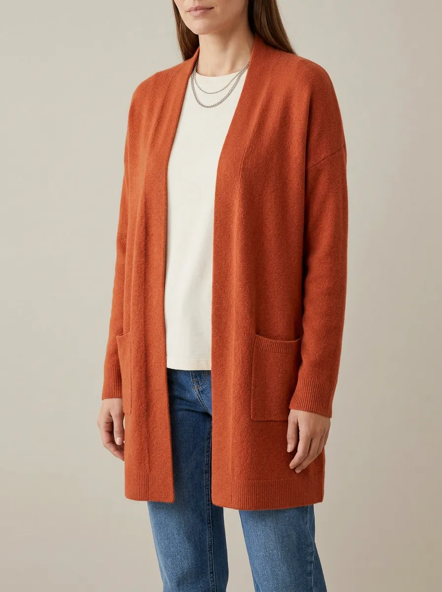 Rustic Open-Front Knit Cardigan