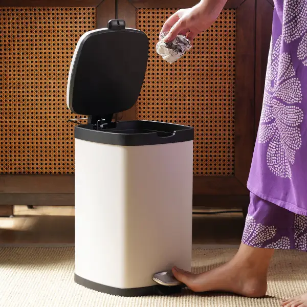White Black Large Pedal Bin