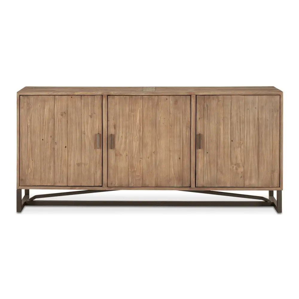 Slatted Pine Three-Door Sideboard