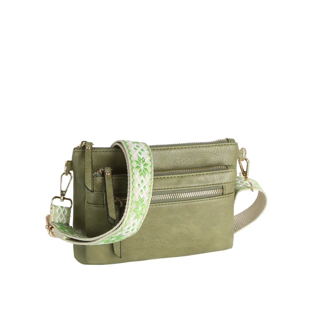 Versatile Detail Pocketed Faux Leather Crossbody Sling Bag