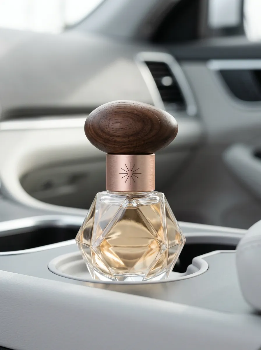Geometric Wooden-Cap Glass Diffuser