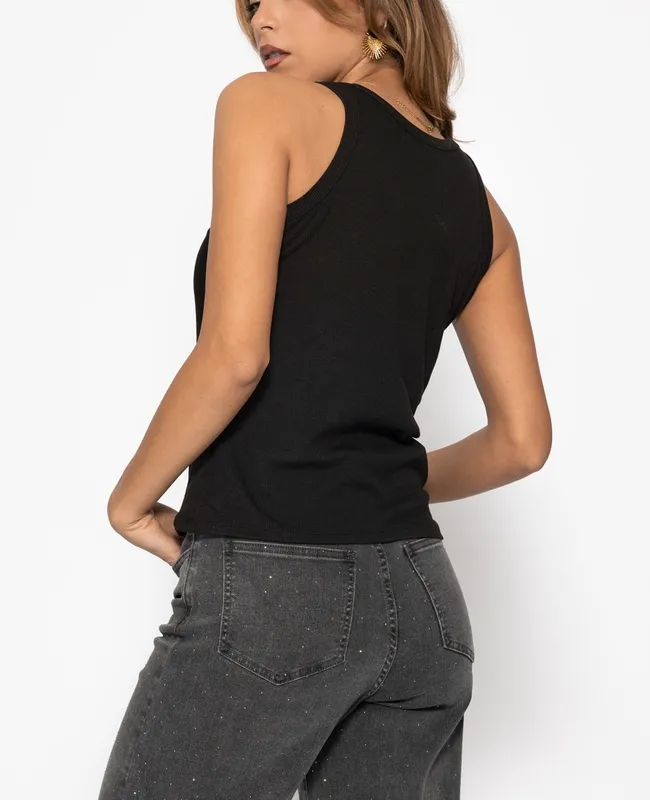 Black Neckline Tank Top
