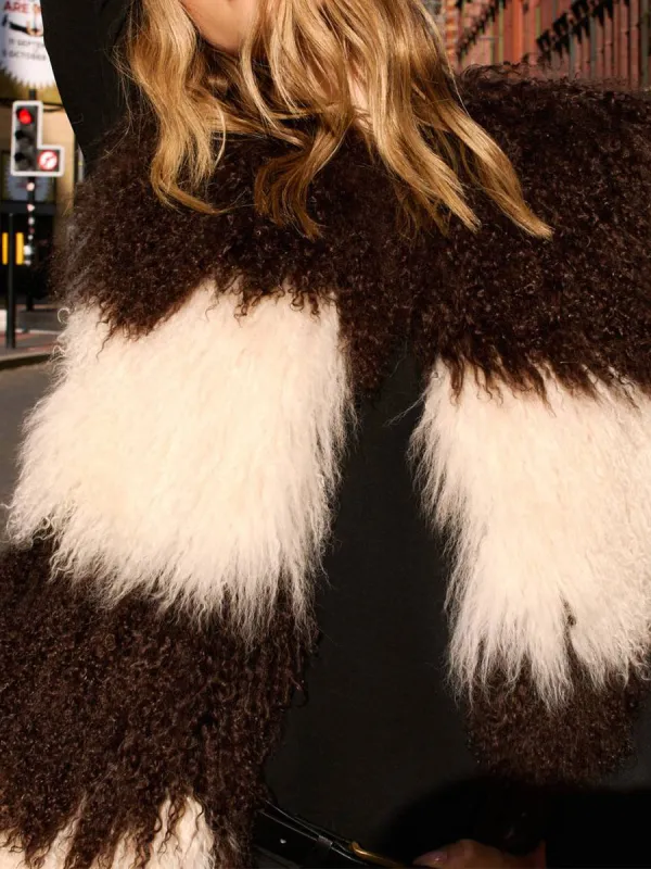 Women's Vintage-Style Contrast Fuzzy Gilet