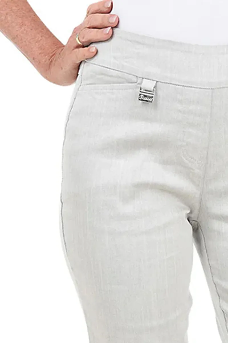 Diamond Lattice Hem Denim Capri Pant