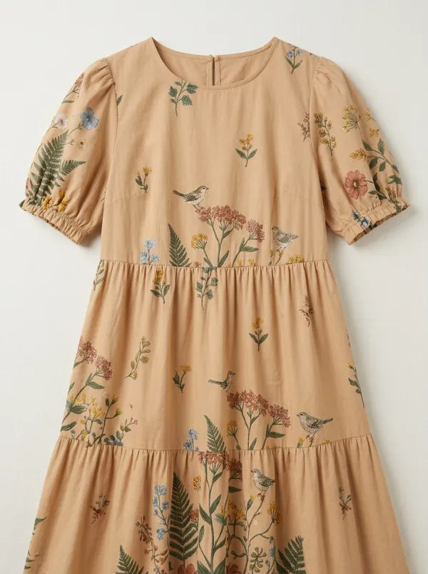Nature Lover Botanical Bird Fern Dress