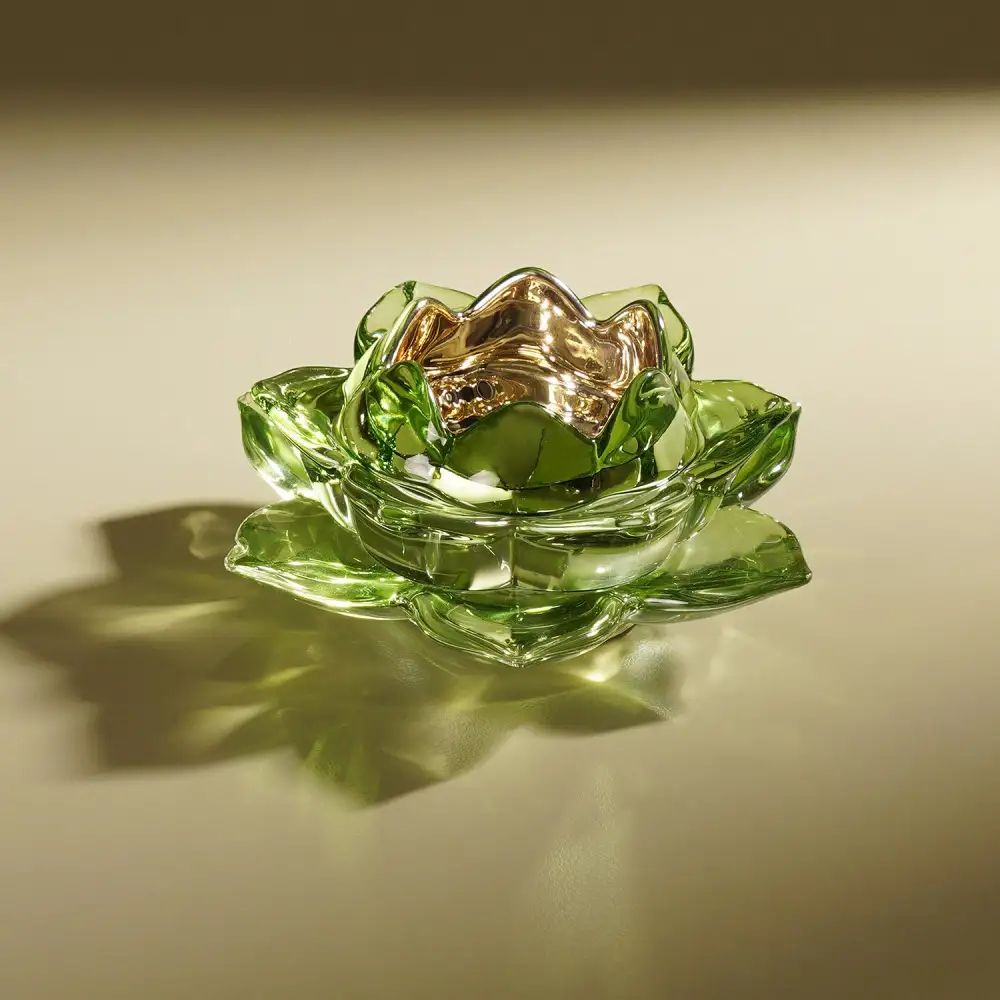 Green Lotus Glass Tealight Holder