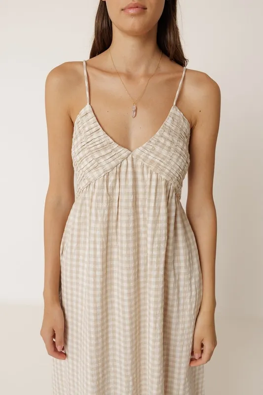 Linen Cotton V-Neck Maxi Dress