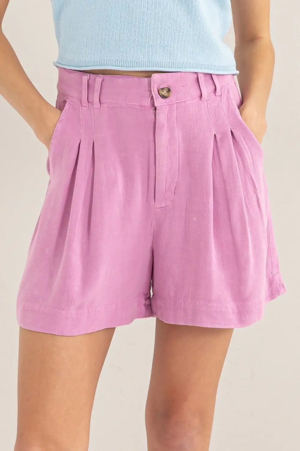 Casual Pleated Front Shorts