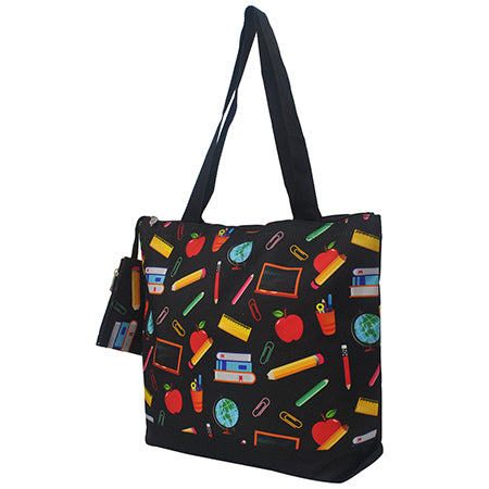 School Motif Canvas Tote Bag
