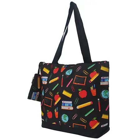 School Motif Canvas Tote Bag