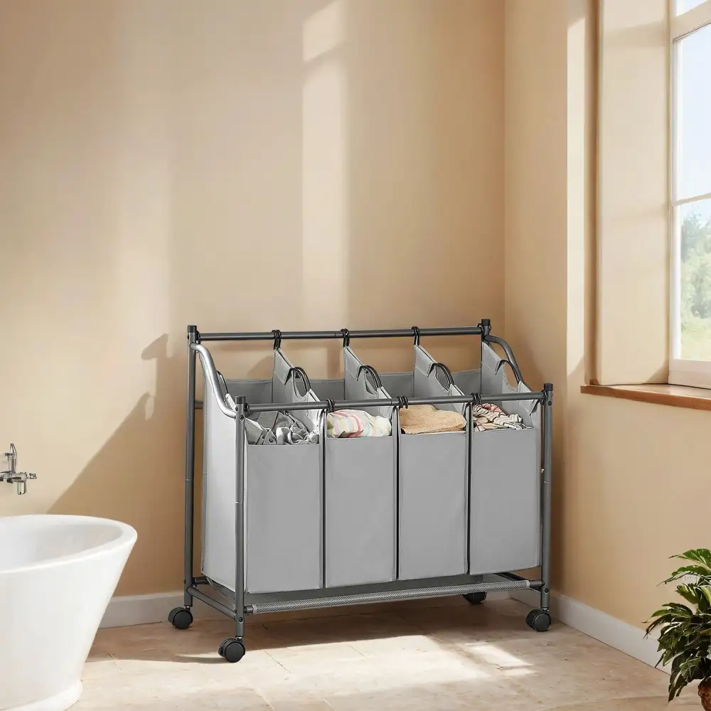 Removable Liner Rolling Laundry Storage Basket
