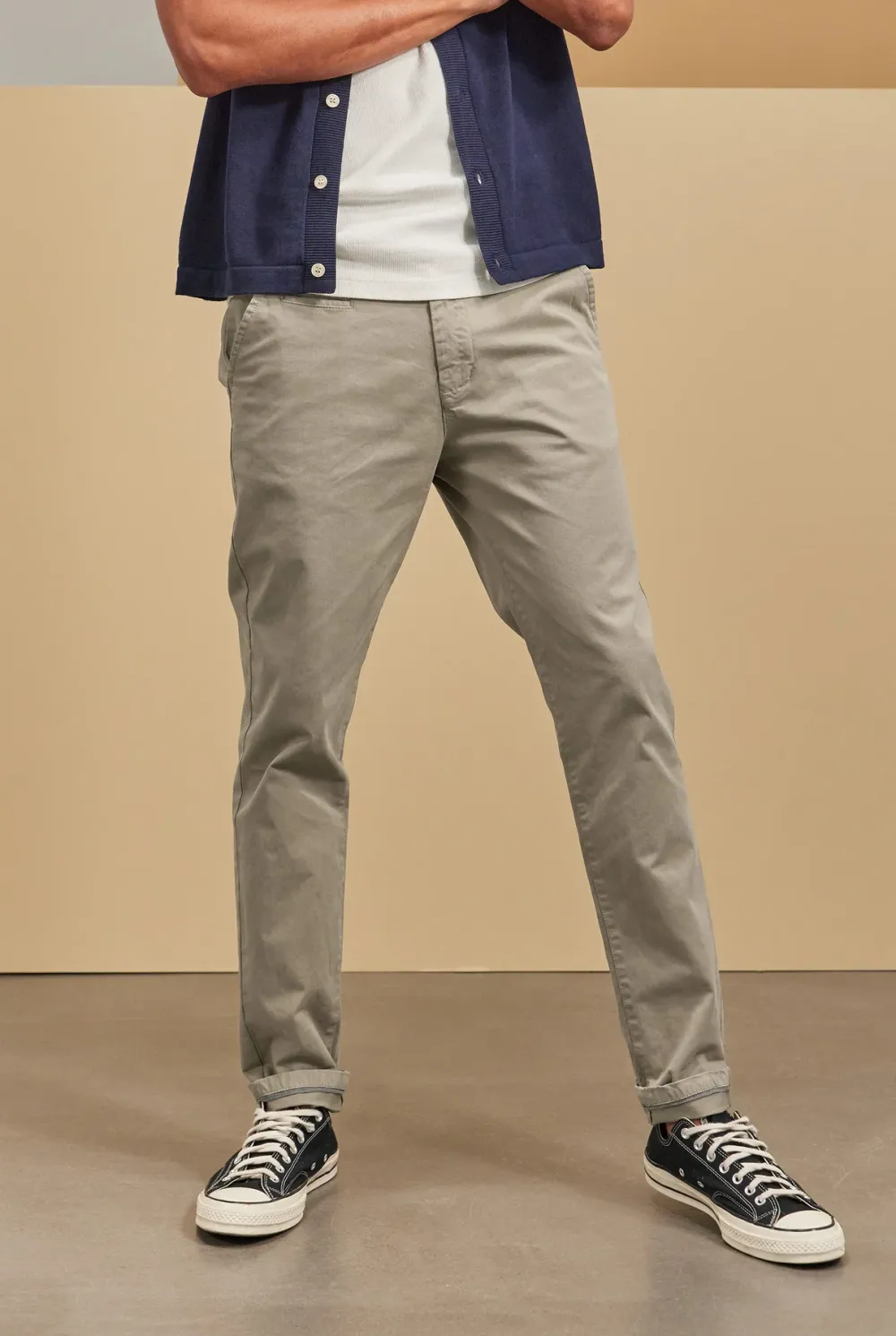 Slim Fit Stretch Cotton Blend Chino Trousers