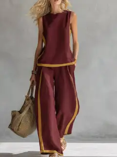 Wide-Leg Pants Matching Set