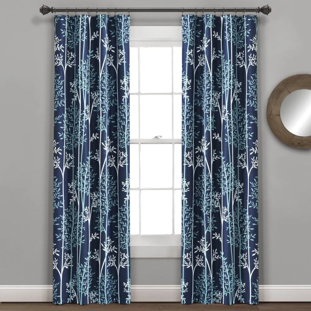 Farmhouse Botanical Full Blackout Rod Pocket Curtain Panel Set