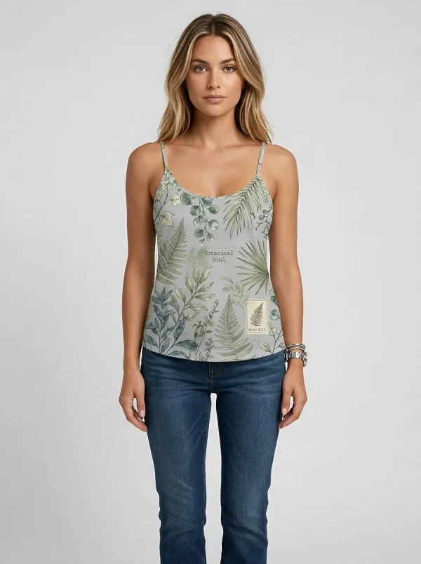 Women's Botanical Soul Fern Leaf Printed Tank Top
