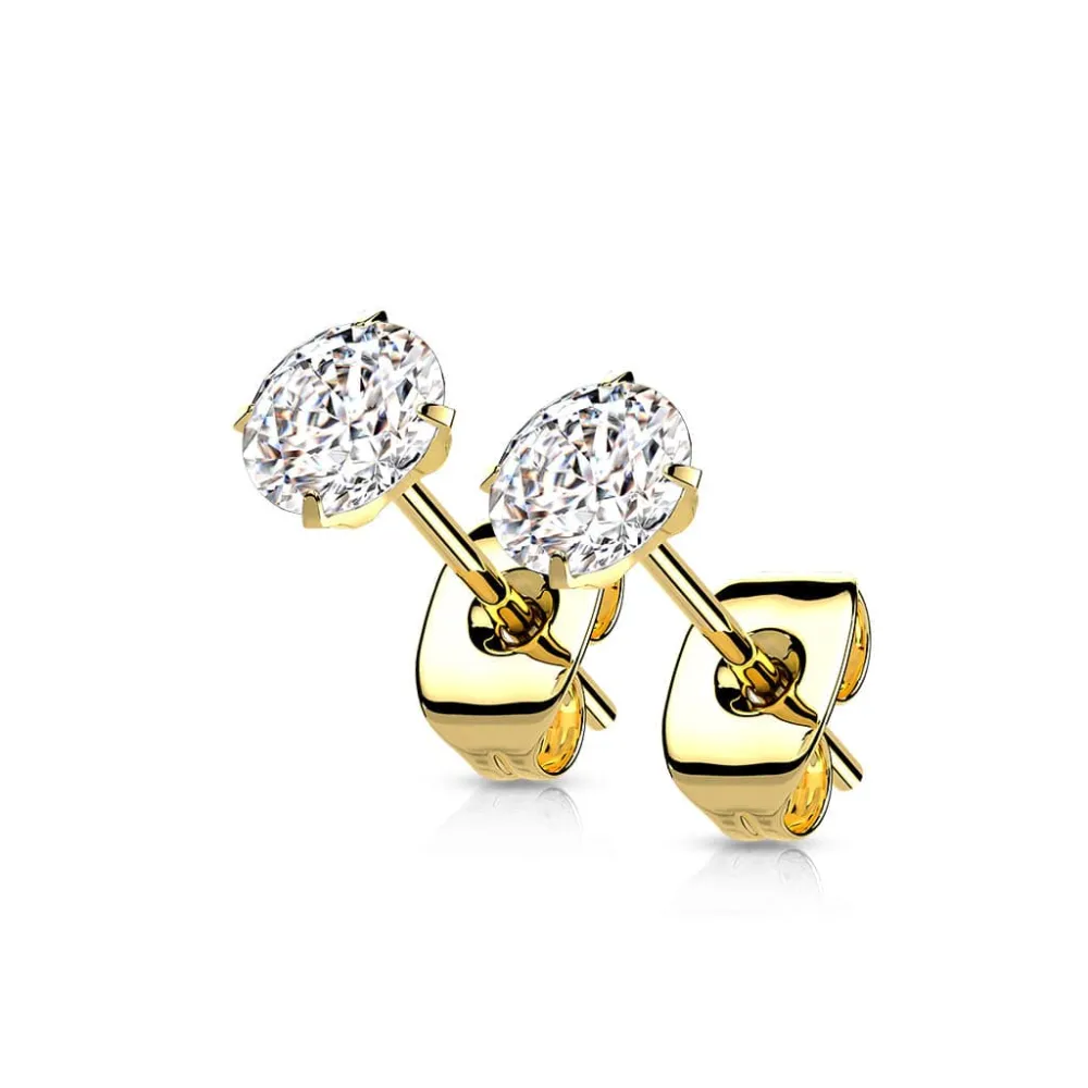 Prong Set Cubic Zirconia Titanium Stud Earrings