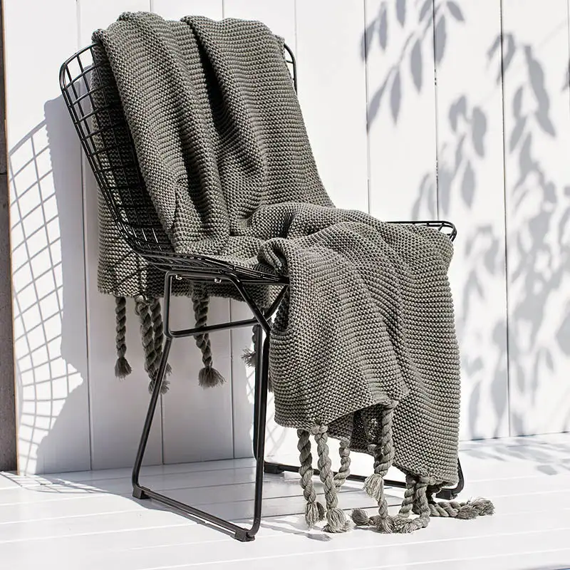 Crochet Cotton Tassel Throw Blanket