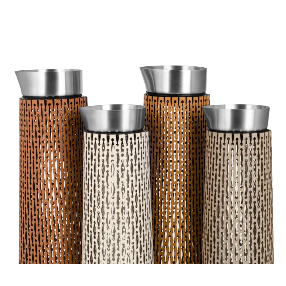 Leather-Wrapped Glass Carafe