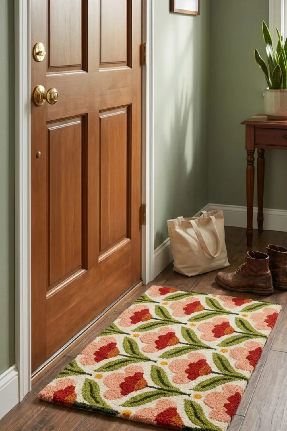 Non Slip Floral Traditional PET Entryway Doormat