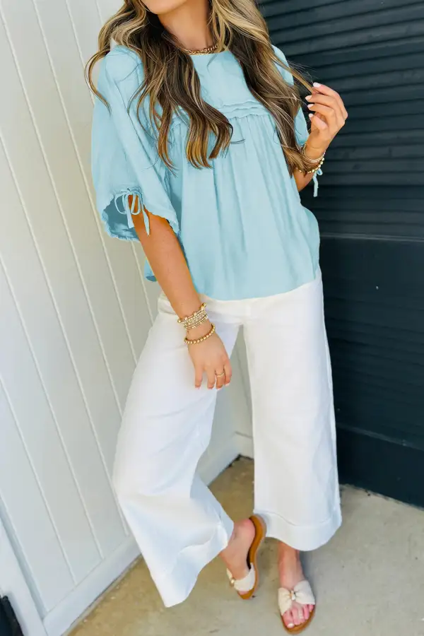 Relaxed Half Sleeve Babydoll Blouse