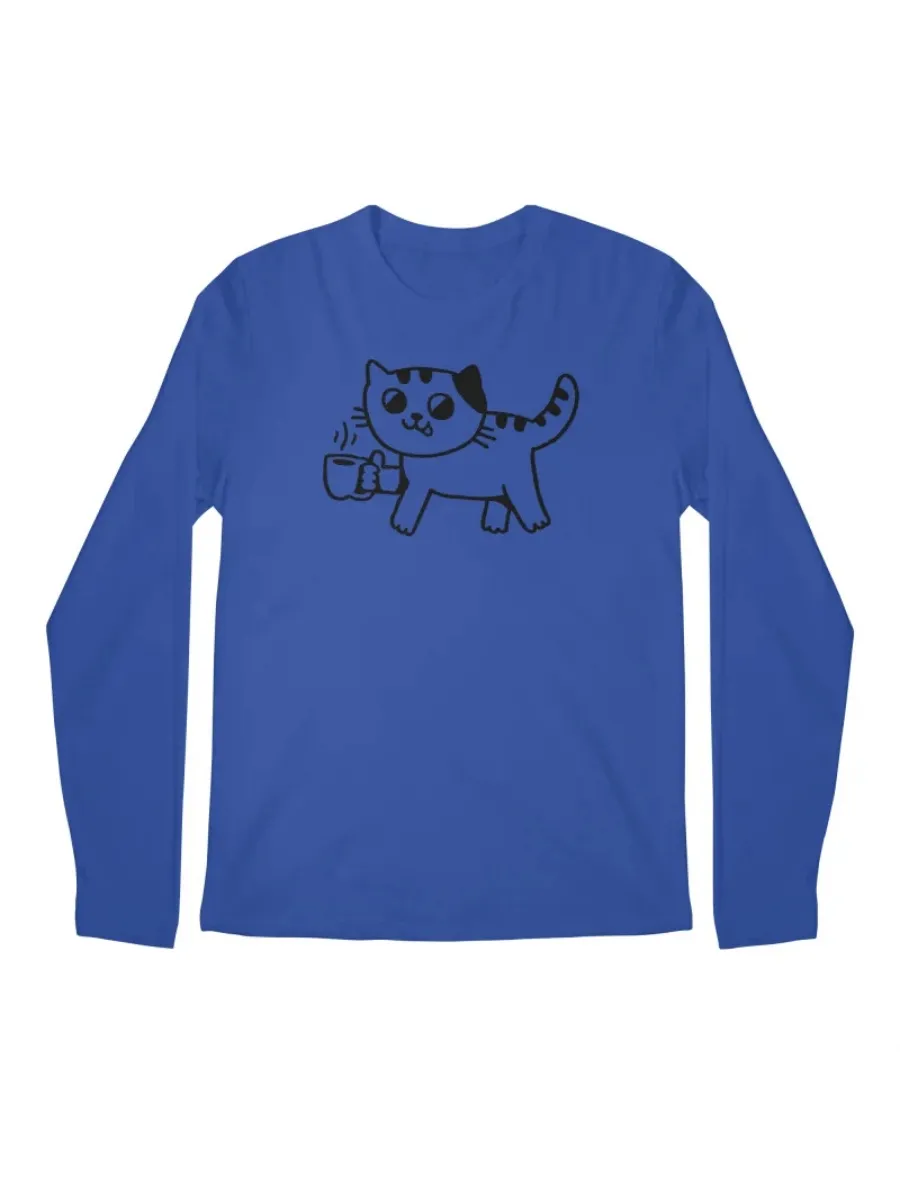 Minimalist Cat Coffee Graphic T-Shirt