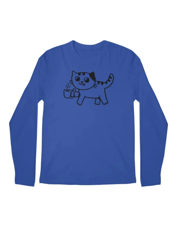 Minimalist Cat Coffee Graphic T-Shirt