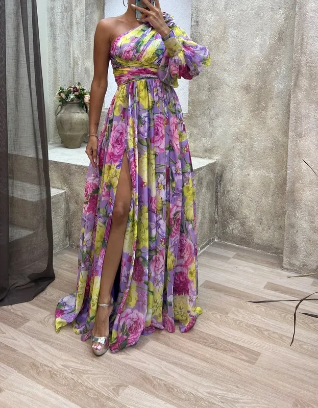 Elegant Floral Slit Maxi Dress
