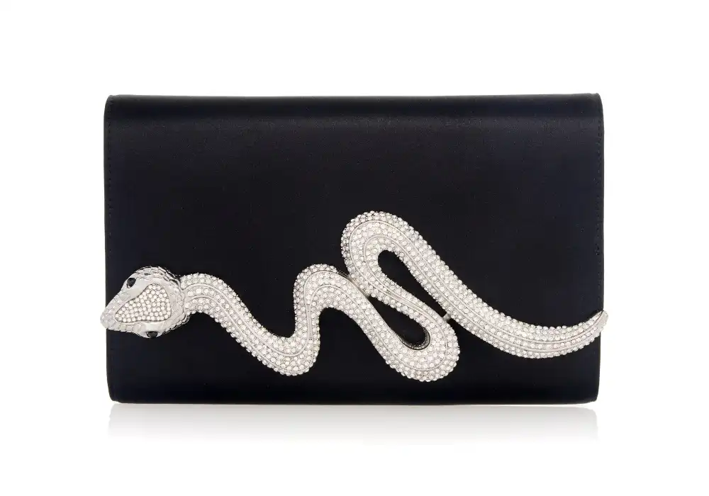 Decorative Satin Serpent Frame Evening Clutch